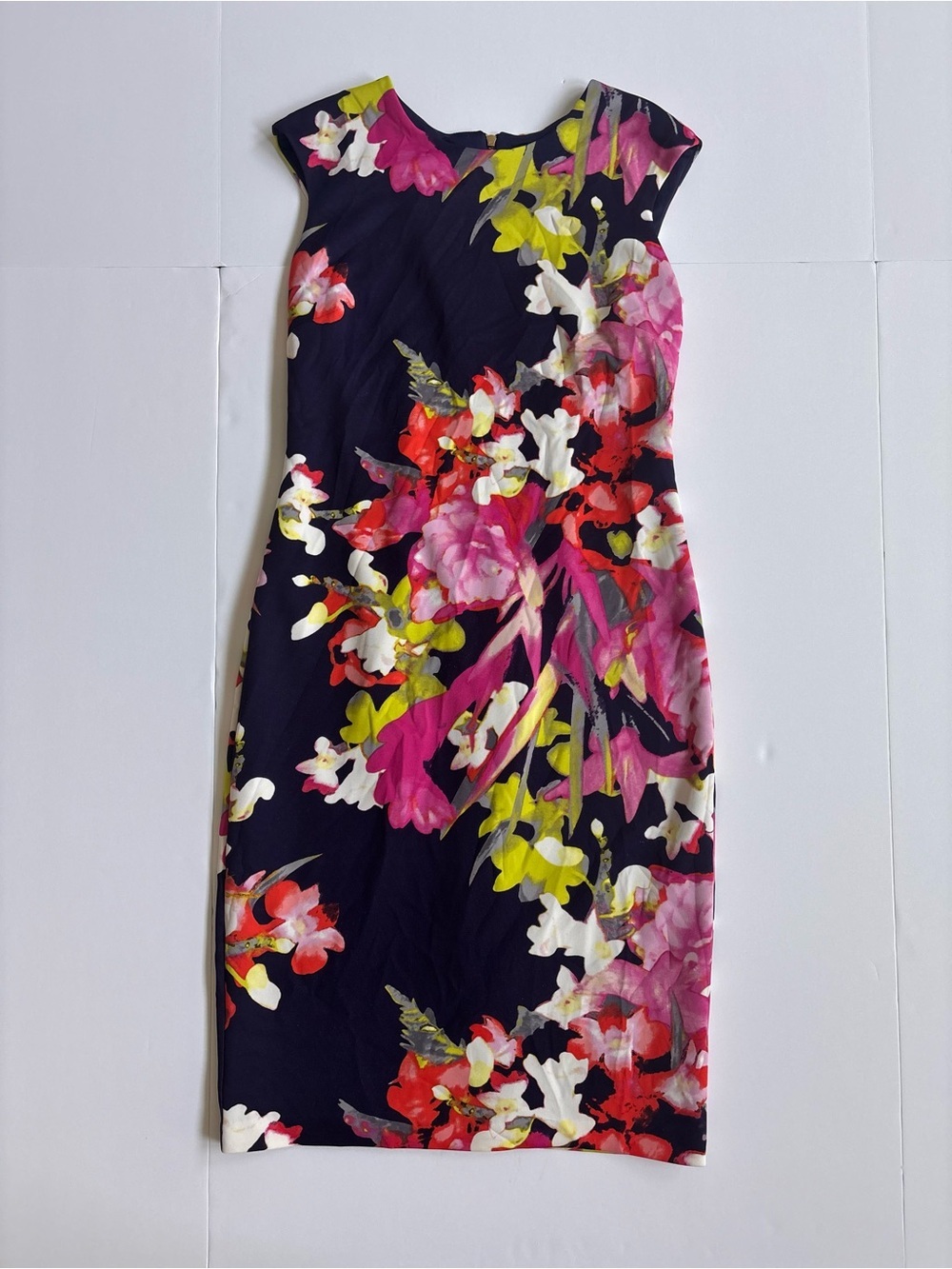 Vince Camuto 4P Petite Navy Pink Floral Sheath Dress